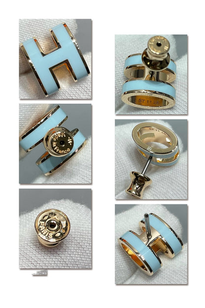 [Avelora]POP H SKY BLUE STUD EARRINGS