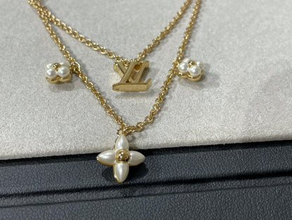 [Avelora]FLOWERGRAM GOLD MOP DOUBLE ROW NECKLACE
