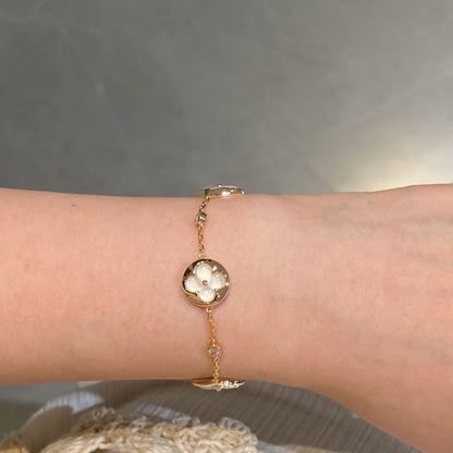 [Avelora]STAR AND SUN 4 MOTIF WHITE MOP ROSE GOLD BRACELET