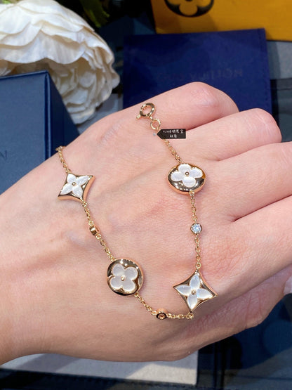 [Avelora]STAR AND SUN 4 MOTIF WHITE MOP ROSE GOLD BRACELET