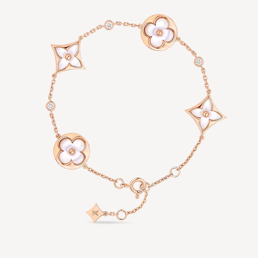 [Avelora]STAR AND SUN 4 MOTIF WHITE MOP ROSE GOLD BRACELET