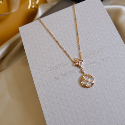 [Avelora]STAR AND SUN WHITE MOP 2 MOTIF ROSE GOLD NECKLACE