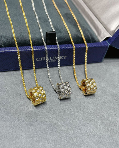 [Avelora]BEE LOVE DIAMOND PAVED 3 ROW NECKLACE