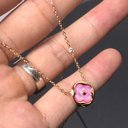 [Avelora]COLOR BLOSSOM PINK MOP SUN GOLD NECKLACE