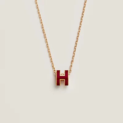 [Avelora]HM CLIC RED ENAMEL GOLD NECKLACE