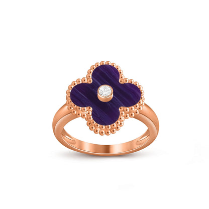 [Avelora]LUCKY CLOVER DIAMOND-ACCENT ROSE GOLD RING COLLECTION