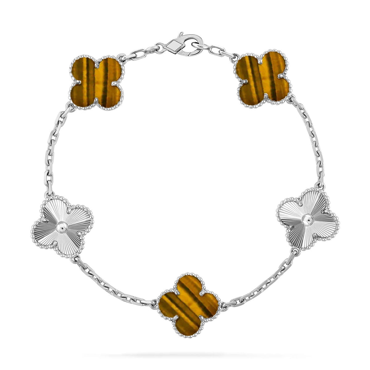 [Avelora]LUCKY CLOVER 5-MOTIF BRACELET -  TIGER’S EYE COLLECTION