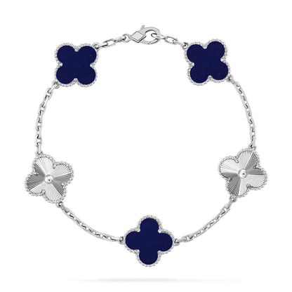 [Avelora]LUCKY CLOVER 5-MOTIF BRACELET - LAPIS LAZULI COLLECTION