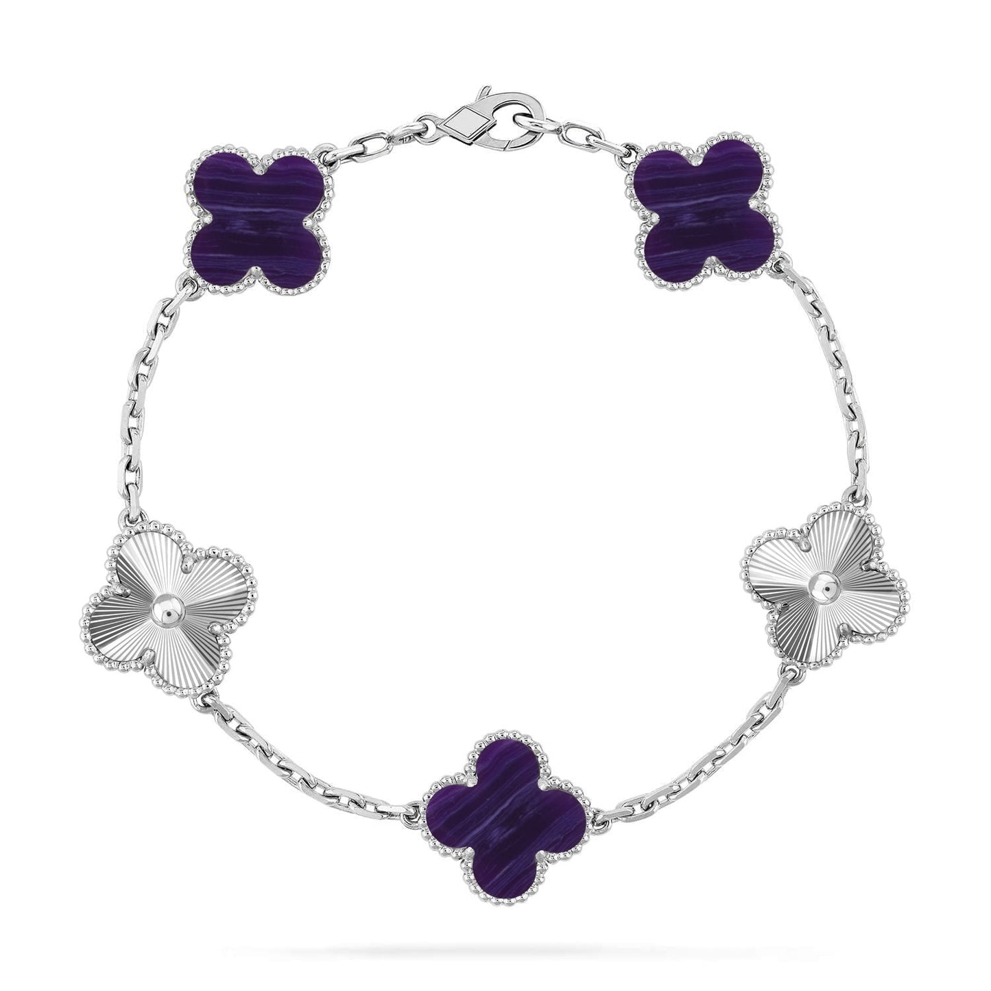 [Avelora]LUCKY CLOVER 5-MOTIF BRACELET - CHAROITE COLLECTION