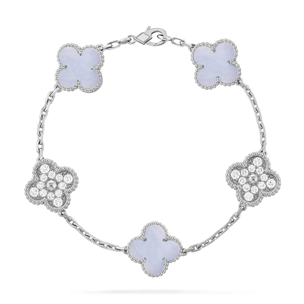 [Avelora]LUCKY CLOVER 5-MOTIF BRACELET - PURPLE CHALCEDONY COLLECTION