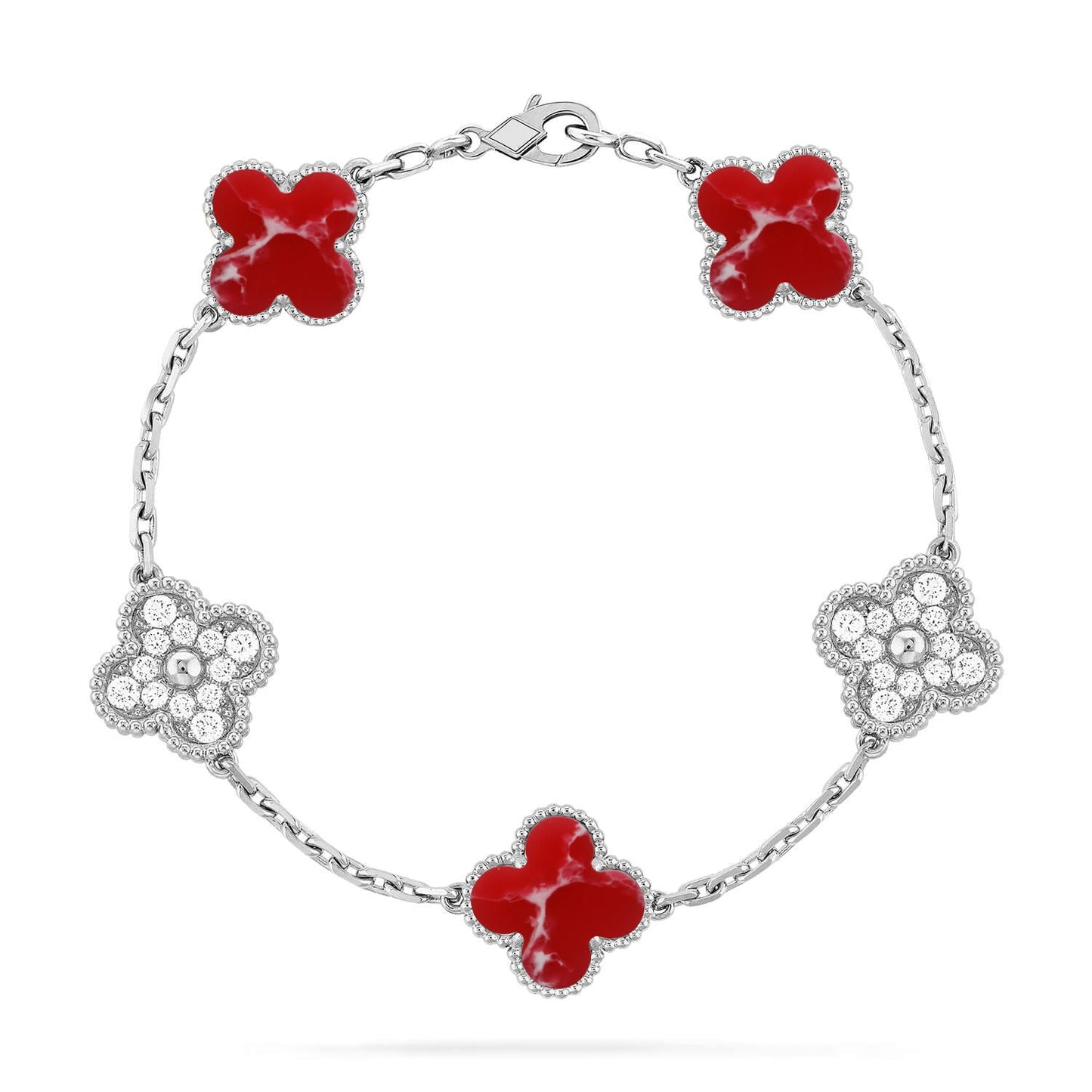[Avelora]LUCKY CLOVER 5-MOTIF BRACELET - RED LARIMAR COLLECTION