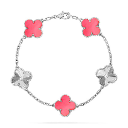 [Avelora]LUCKY CLOVER 5-MOTIF BRACELET - PINK MOTHER-OF-PEARL COLLECTION