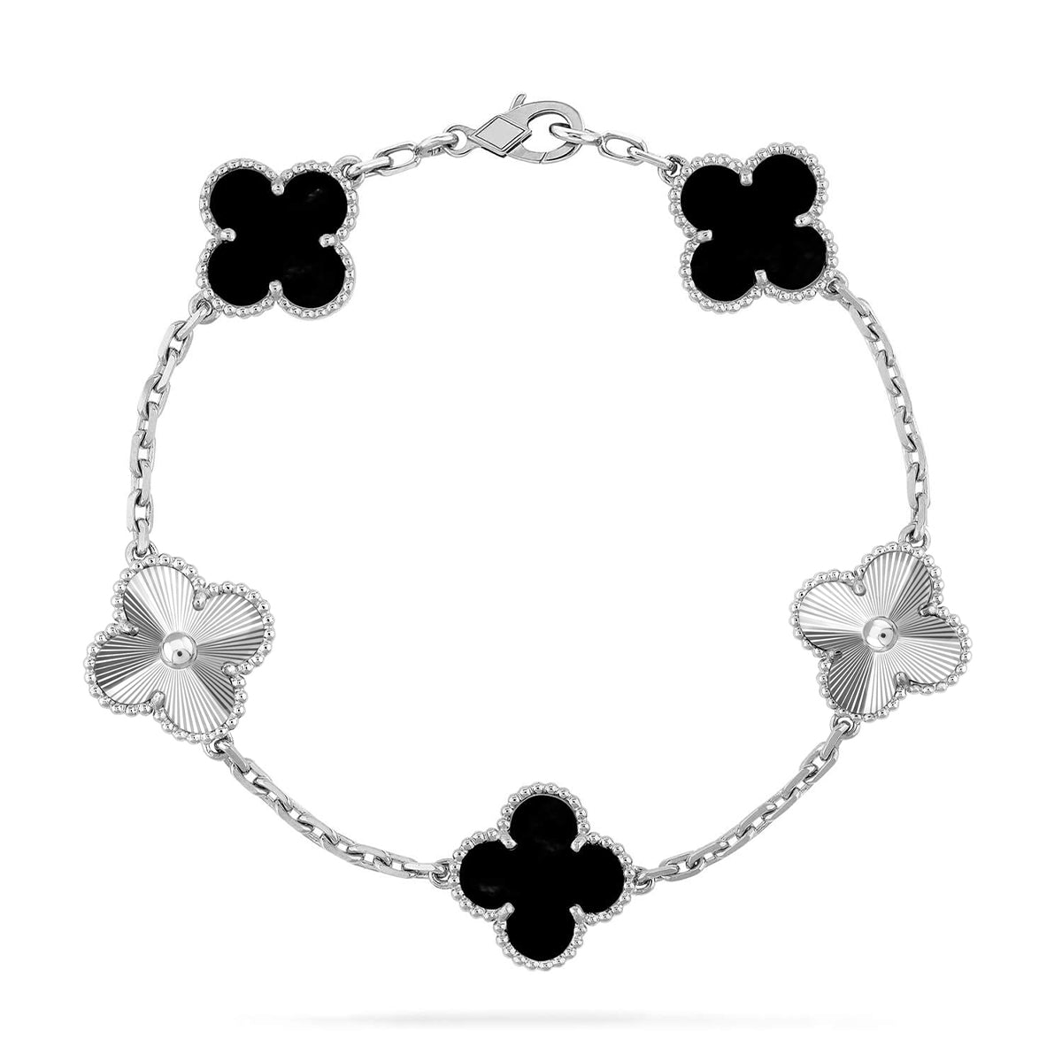 [Avelora]LUCKY CLOVER 5-MOTIF BRACELET - BLACK OXNY COLLECTION