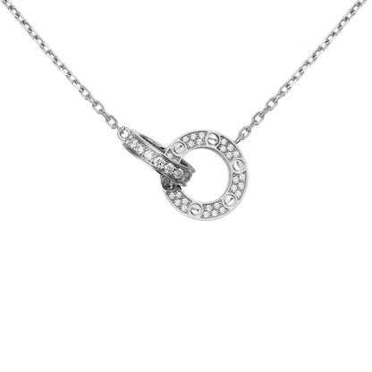 [Avelora]LOVE DOUBLE-RING PENDANT FULL-PAVÉ NECKLACE