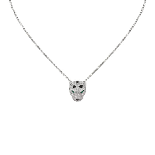 [Avelora]LEOPARD HEAD FULL PAVÉ DIAMOND PENDANT NECKLACE