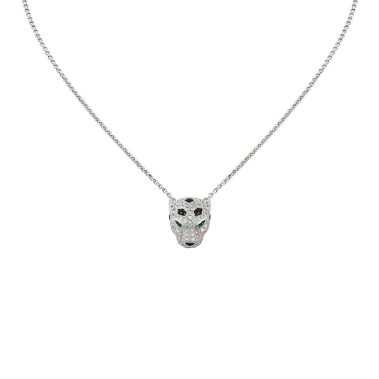 [Avelora]LEOPARD HEAD FULL PAVÉ DIAMOND PENDANT NECKLACE