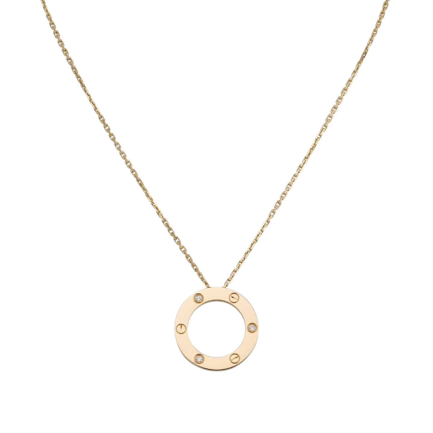 [Avelora]LOVE LARGE CIRCULAR PENDANT 3-DIAMOND NECKLACE