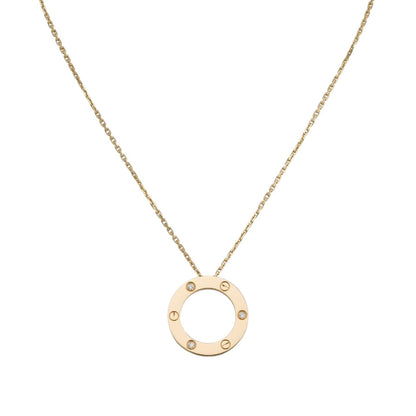 [Avelora]LOVE LARGE CIRCULAR PENDANT 3-DIAMOND NECKLACE