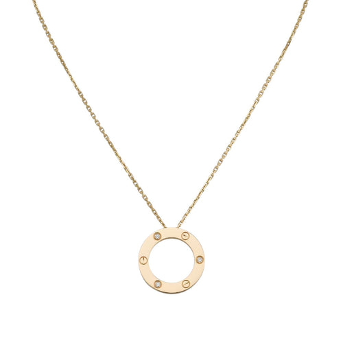 [Avelora]LOVE LARGE CIRCULAR PENDANT 3-DIAMOND NECKLACE