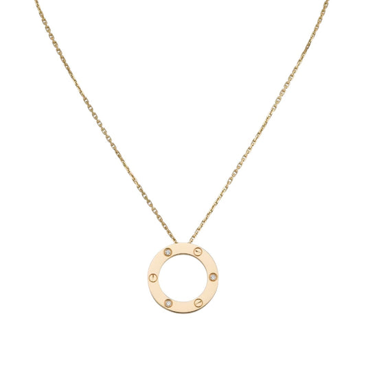 [Avelora]LOVE LARGE CIRCULAR PENDANT 3-DIAMOND NECKLACE