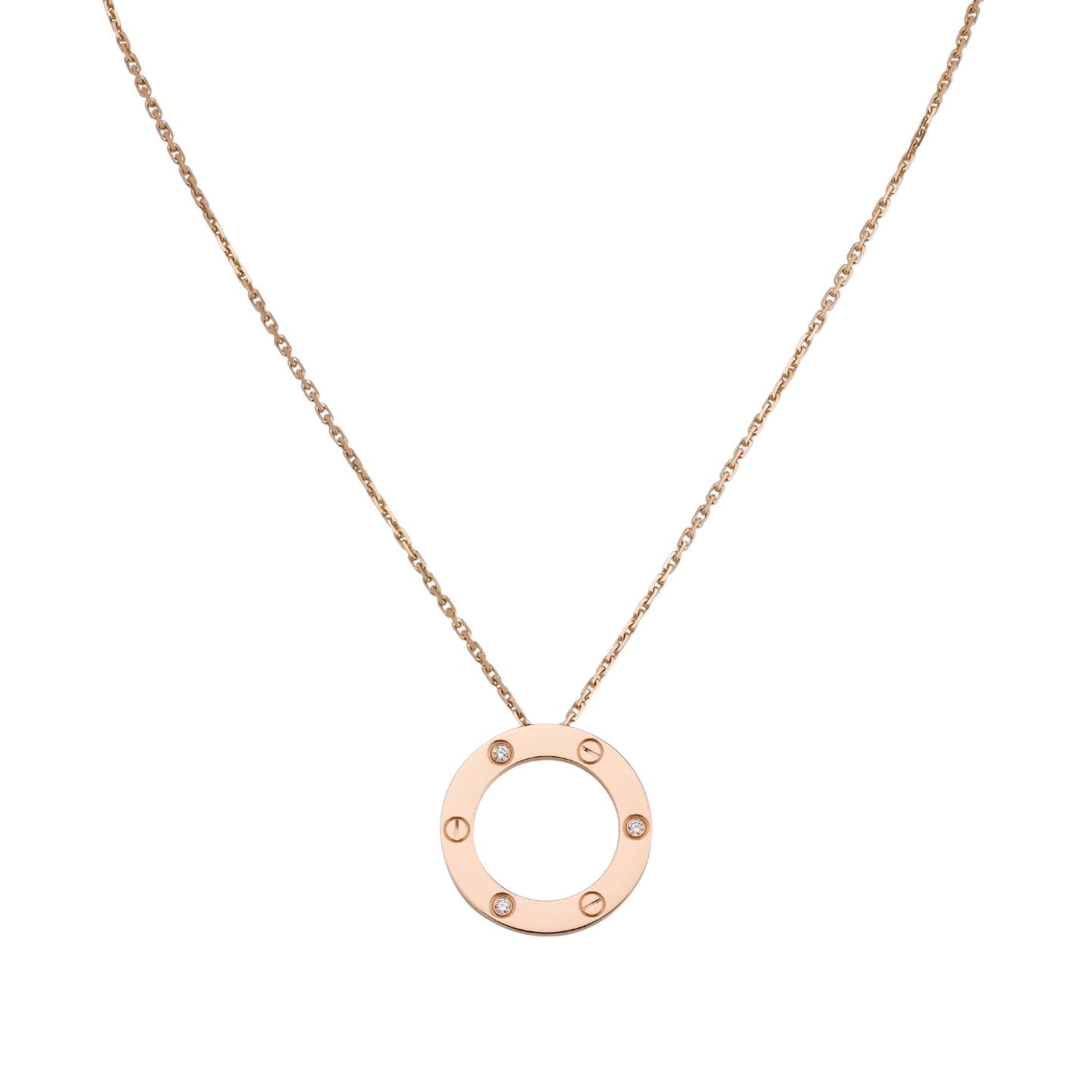 [Avelora]LOVE LARGE CIRCULAR PENDANT 3-DIAMOND NECKLACE