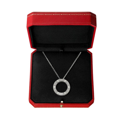 [Avelora]LOVE LARGE CIRCULAR PENDANT FULL-PAVÉ DIAMOND NECKLACE