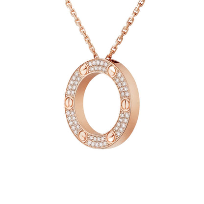 [Avelora]LOVE LARGE CIRCULAR PENDANT FULL-PAVÉ DIAMOND NECKLACE