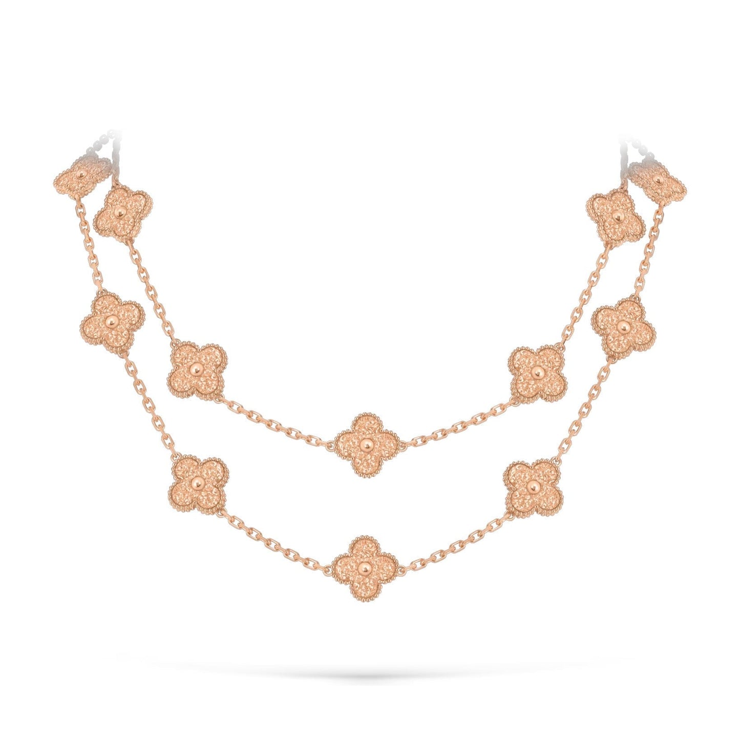 [Avelora]CLASSIC 20-MOTIF LUCKY CLOVER LONG NECKLACE ROSE GOLD COLLECTION