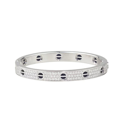 [Avelora]CLASSIC 6.1MM LOVE BANGLE - DIAMOND PAVÉ & BLACK CERAMIC