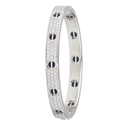[Avelora]CLASSIC 6.1MM LOVE BANGLE - DIAMOND PAVÉ & BLACK CERAMIC