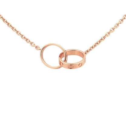 [Avelora]LOVE DOUBLE-RING INTERLOCKED NECKLACE