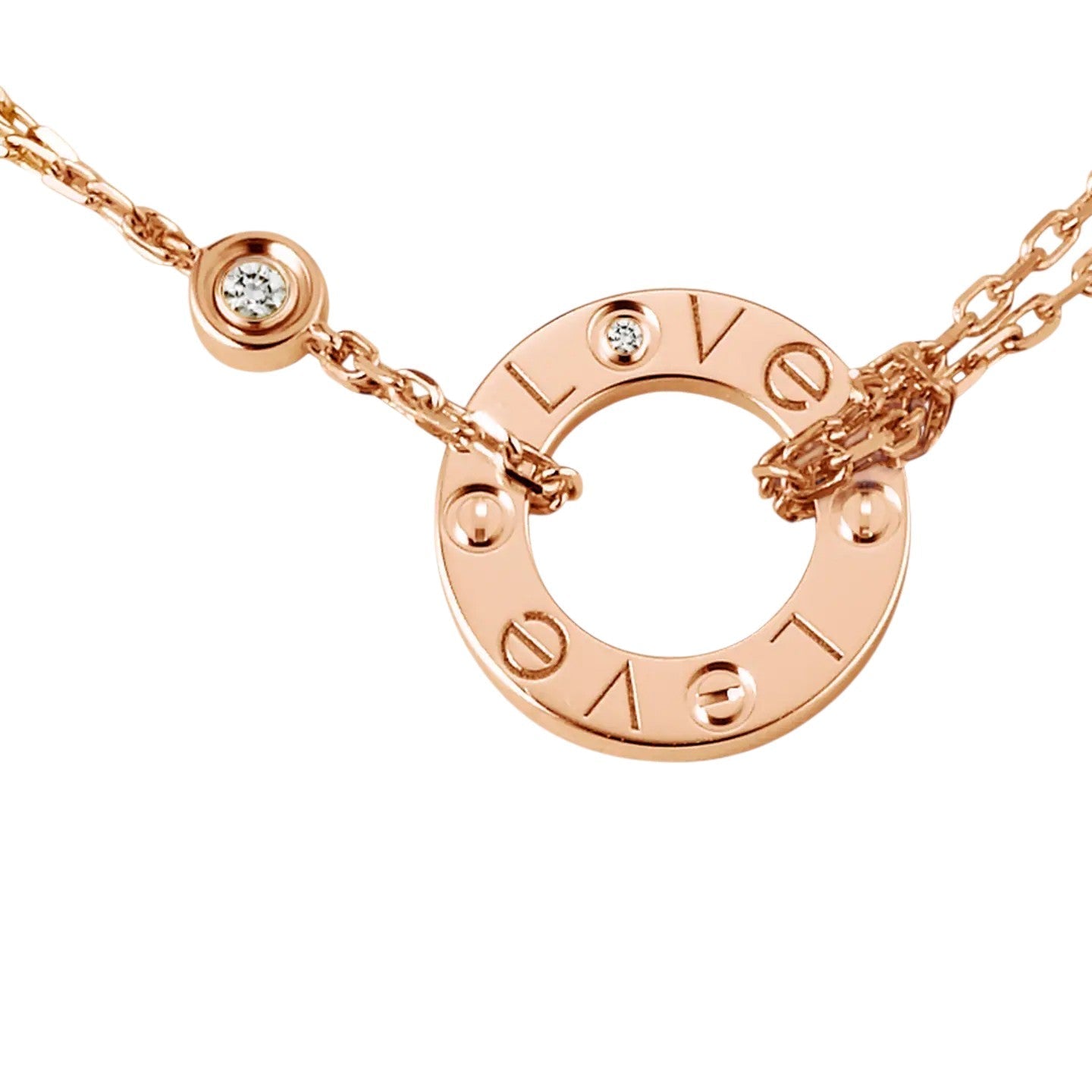 [Avelora]LOVE CIRCULAR PENDANT 2-DIAMOND NECKLACE