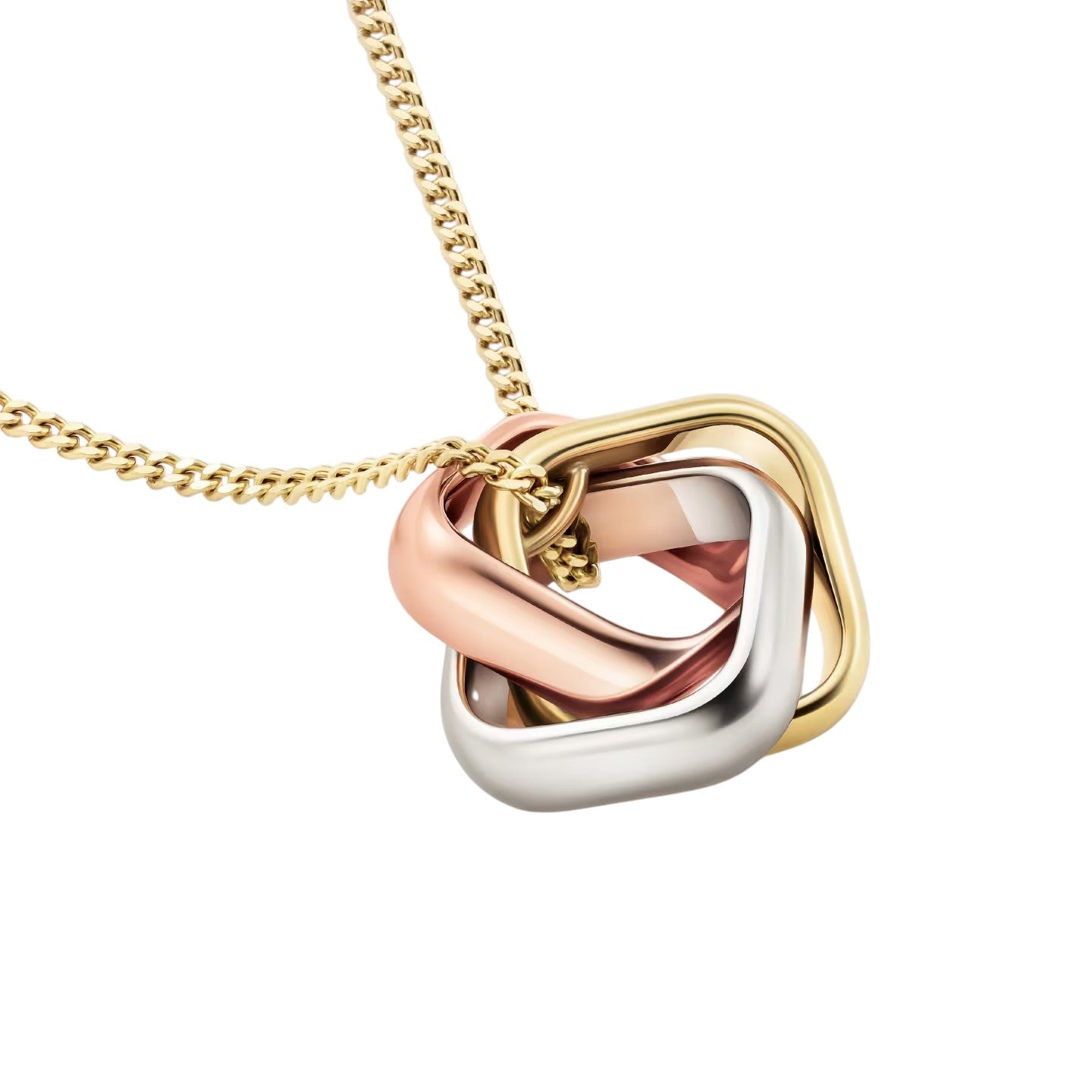[Avelora]TRI-COLOR SQUARE RING NECKLACE