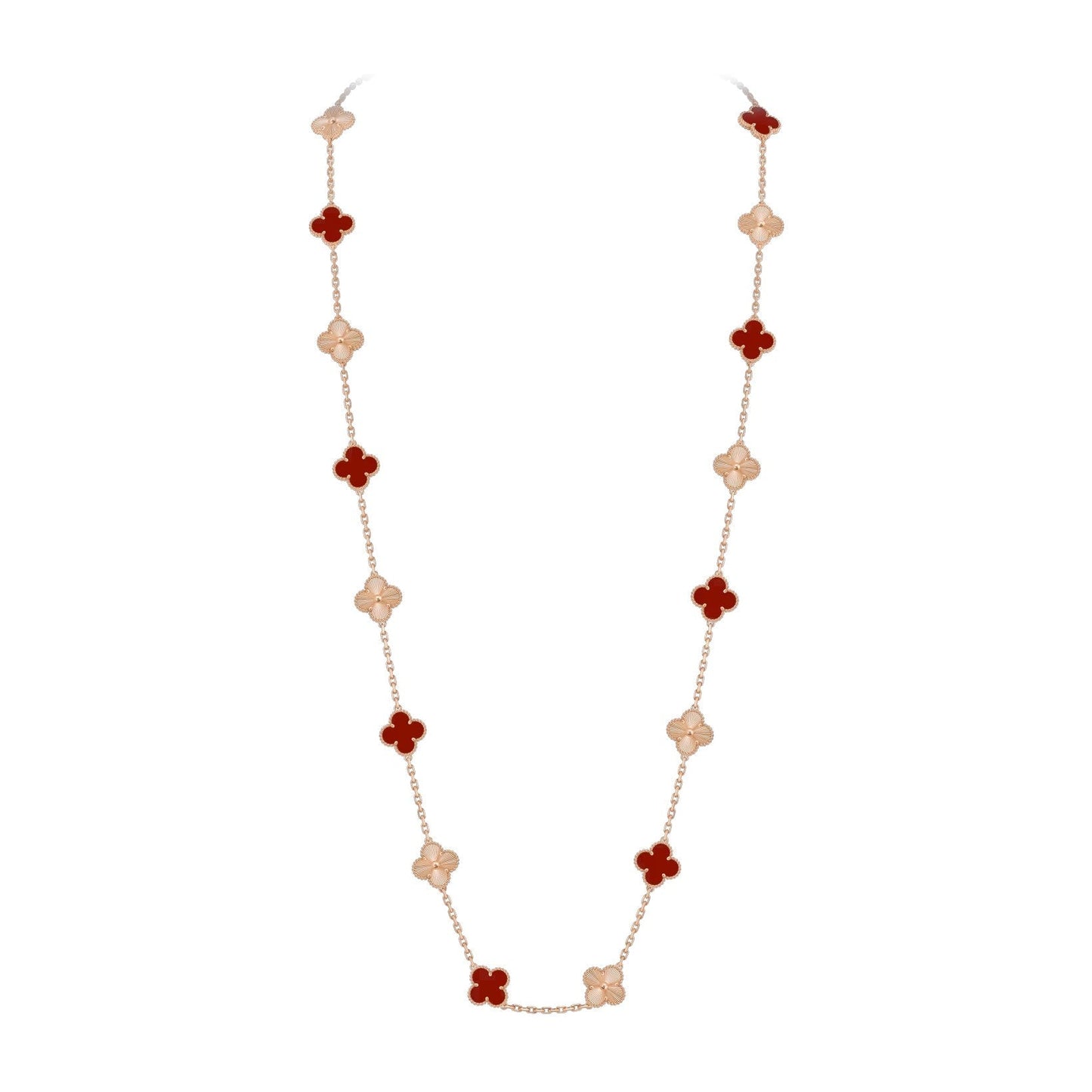 [Avelora]CLASSIC 20-MOTIF LUCKY CLOVER LONG NECKLACE ROSE GOLD COLLECTION
