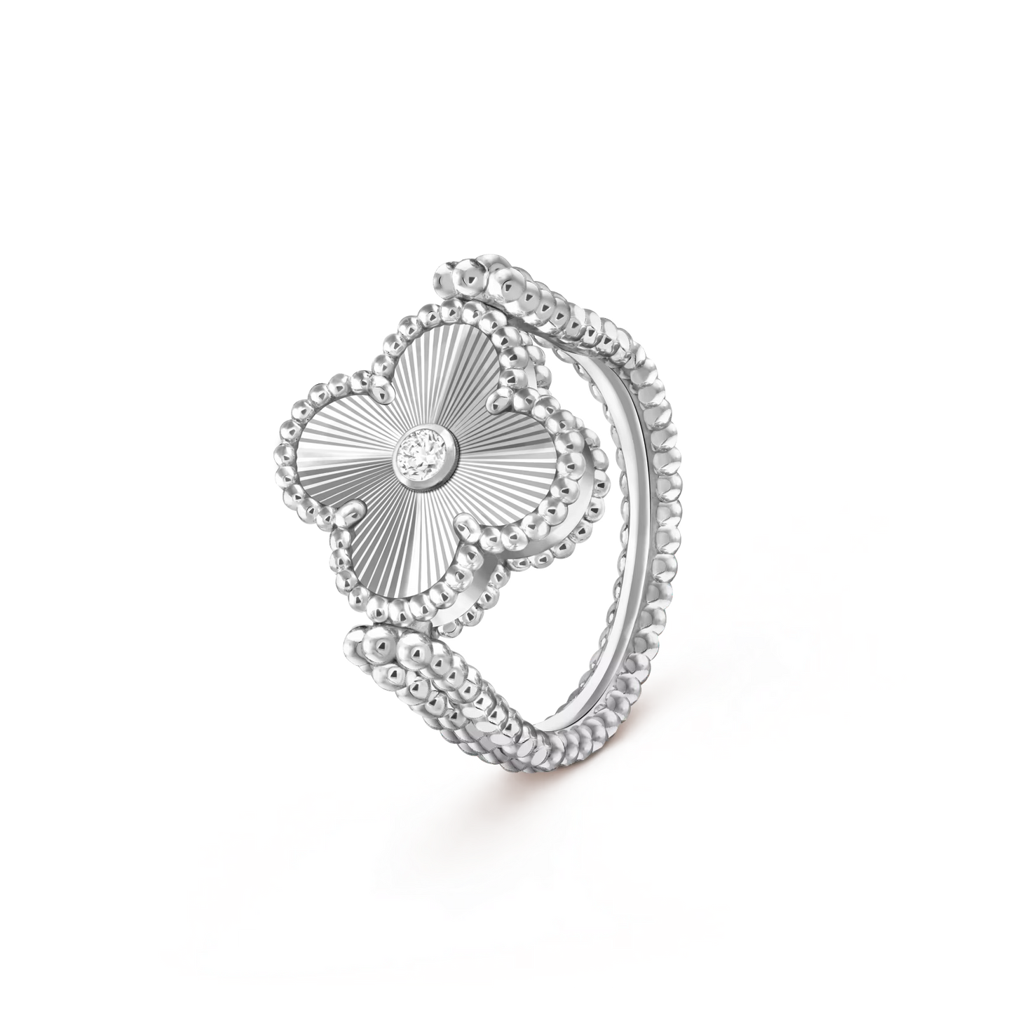 [Avelora]LUCKY CLOVER WHITE GOLD REVERSIBLE RING