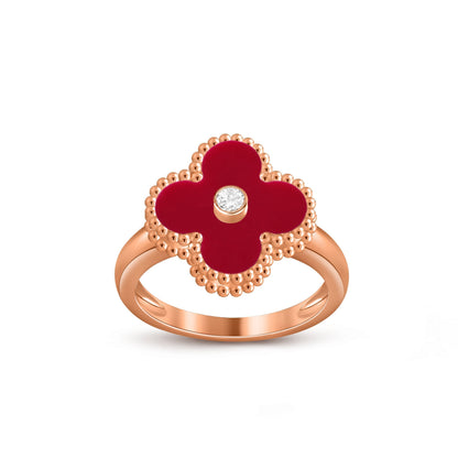 [Avelora]LUCKY CLOVER DIAMOND-ACCENT ROSE GOLD RING COLLECTION
