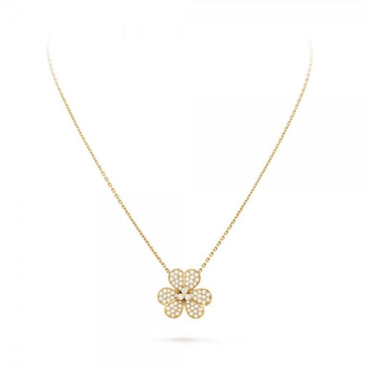 [Avelora]PAVÉ DIAMOND FLOWER CHARM NECKLACE