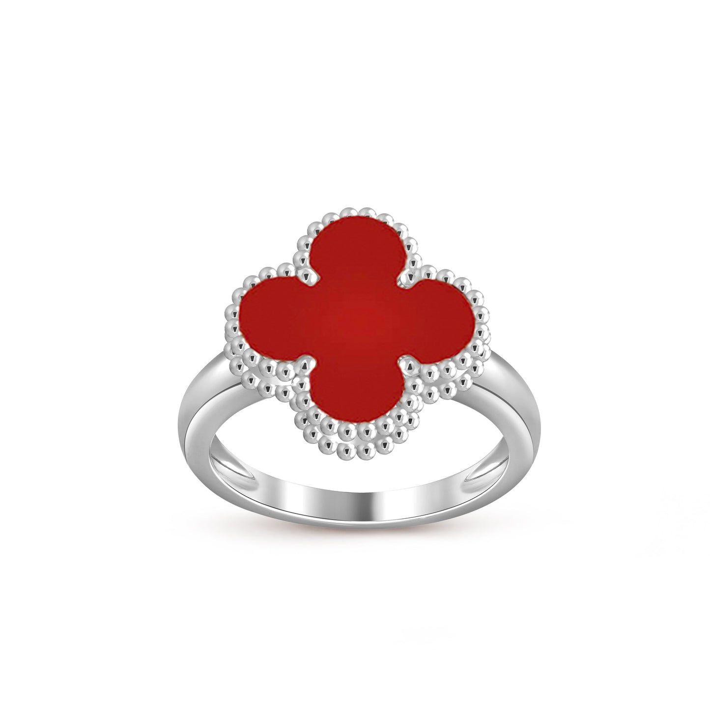 [Avelora]LUCKY CLOVER VINTAGE WHITE GOLD RING COLLECTION