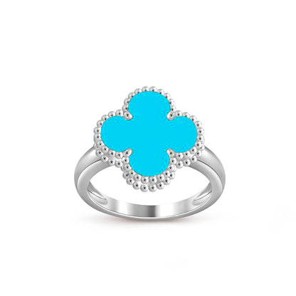 [Avelora]LUCKY CLOVER VINTAGE WHITE GOLD RING COLLECTION