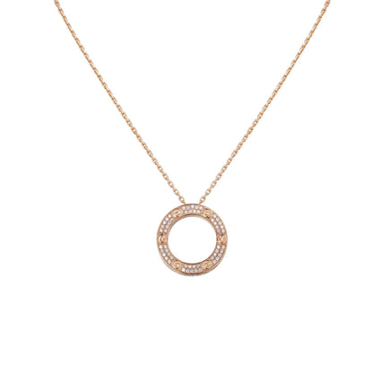 [Avelora]LOVE LARGE CIRCULAR PENDANT FULL-PAVÉ DIAMOND NECKLACE