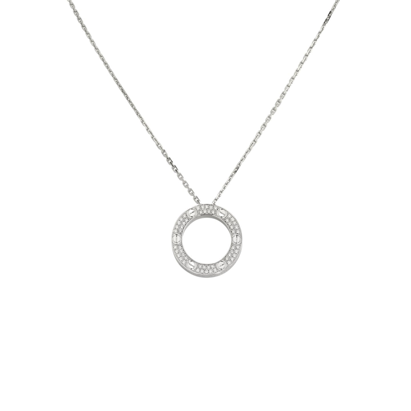 [Avelora]LOVE LARGE CIRCULAR PENDANT FULL-PAVÉ DIAMOND NECKLACE