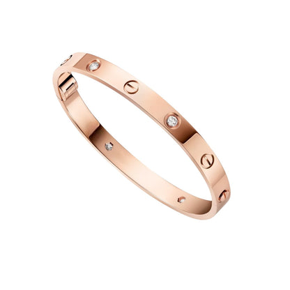 [Avelora]CLASSIC 6.1MM LOVE SINGLE-SCREW CLOSURE BANGLE - 4-DIAMOND