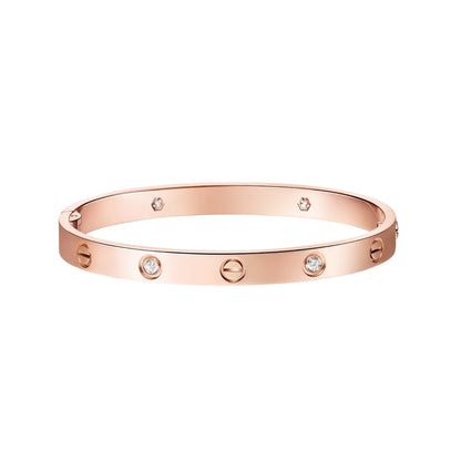 [Avelora]CLASSIC 6.1MM LOVE SINGLE-SCREW CLOSURE BANGLE - 4-DIAMOND