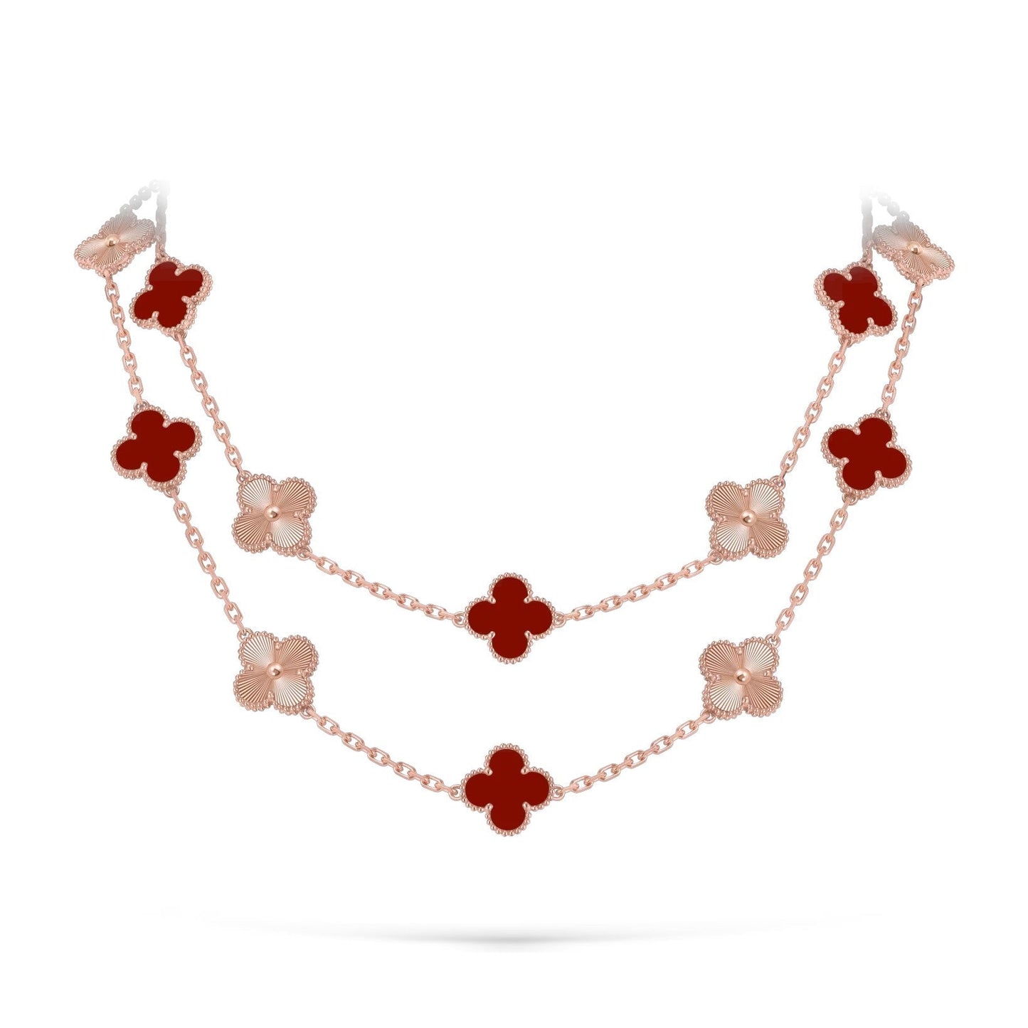 [Avelora]CLASSIC 20-MOTIF LUCKY CLOVER LONG NECKLACE ROSE GOLD COLLECTION