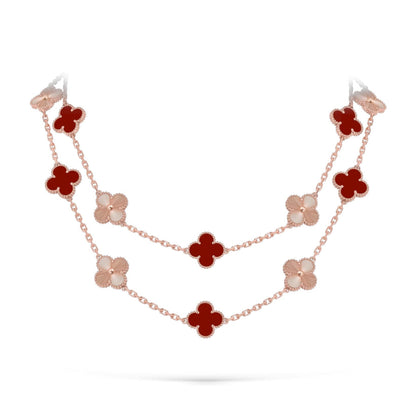 [Avelora]CLASSIC 20-MOTIF LUCKY CLOVER LONG NECKLACE ROSE GOLD COLLECTION