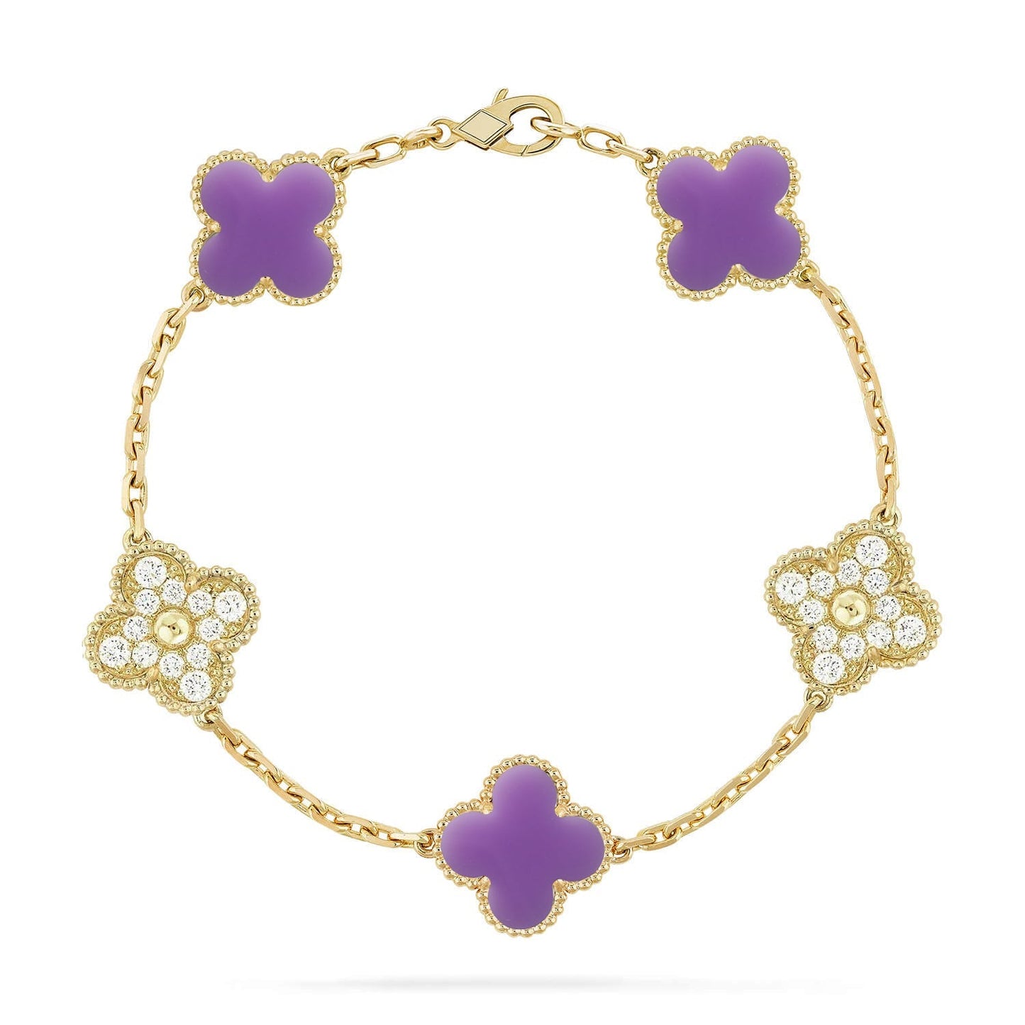 [Avelora]LUCKY CLOVER 5-MOTIF BRACELET - LAVENDER COLLECTION