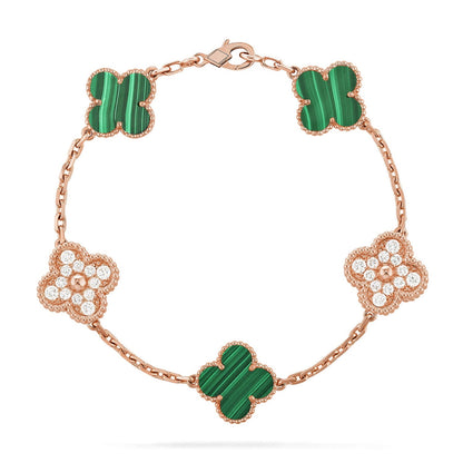 [Avelora]LUCKY CLOVER 5-MOTIF BRACELET - MALACHITE COLLECTION