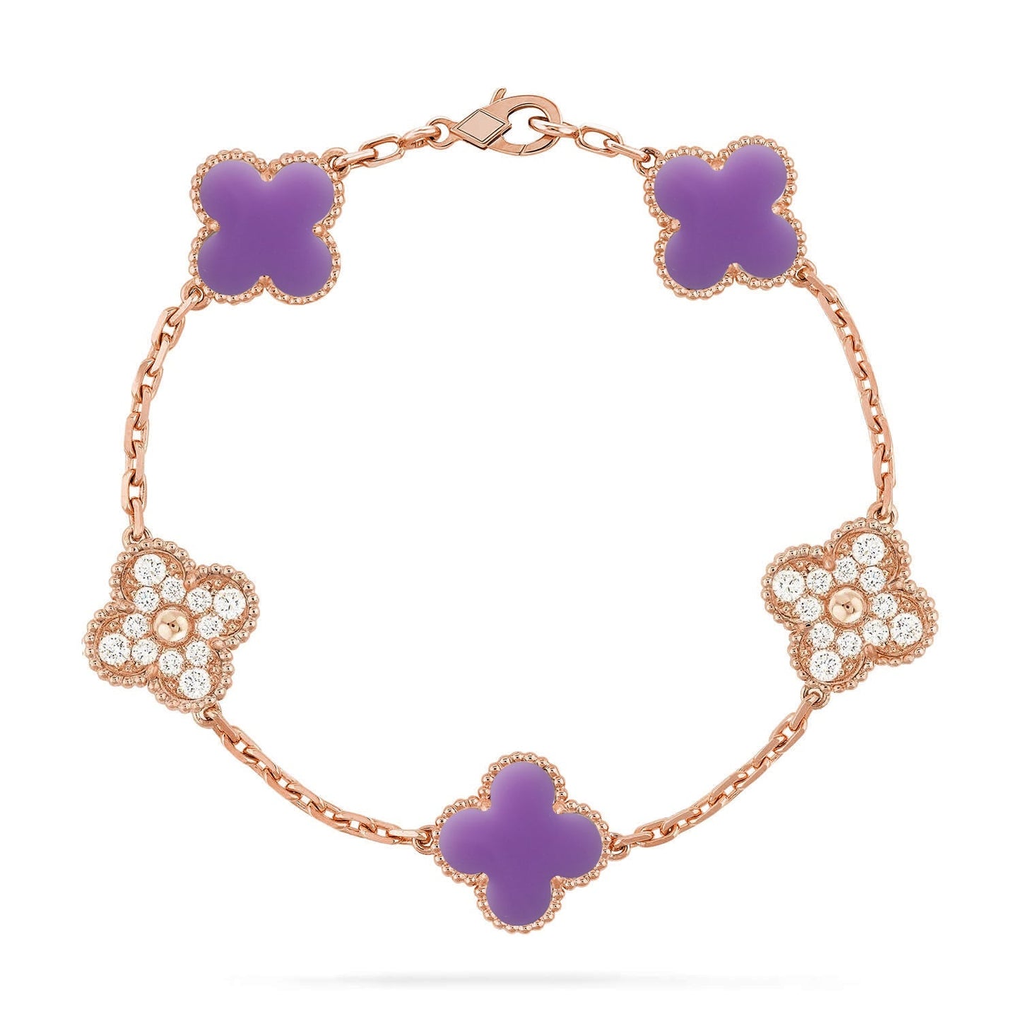 [Avelora]LUCKY CLOVER 5-MOTIF BRACELET - LAVENDER COLLECTION