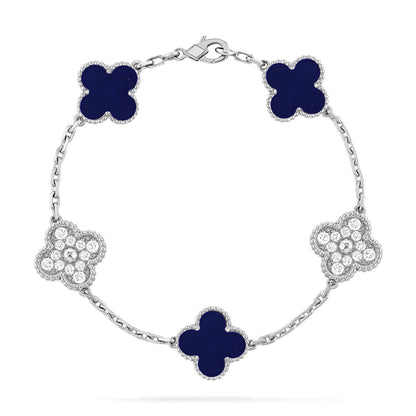 [Avelora]LUCKY CLOVER 5-MOTIF BRACELET - LAPIS LAZULI COLLECTION