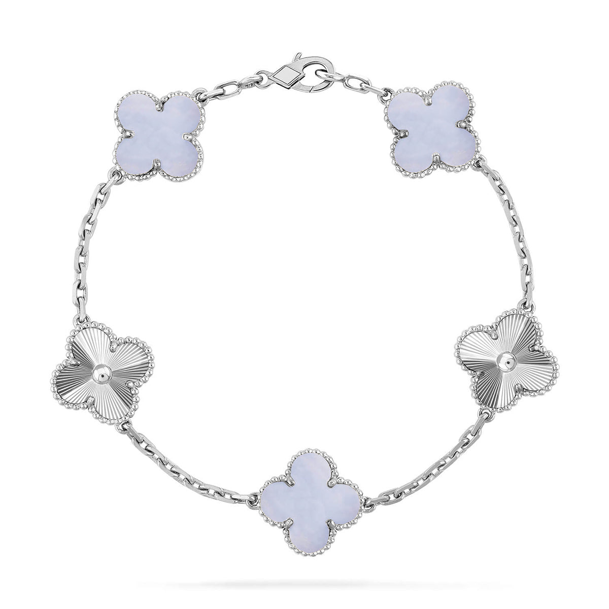 [Avelora]LUCKY CLOVER 5-MOTIF BRACELET - PURPLE CHALCEDONY COLLECTION